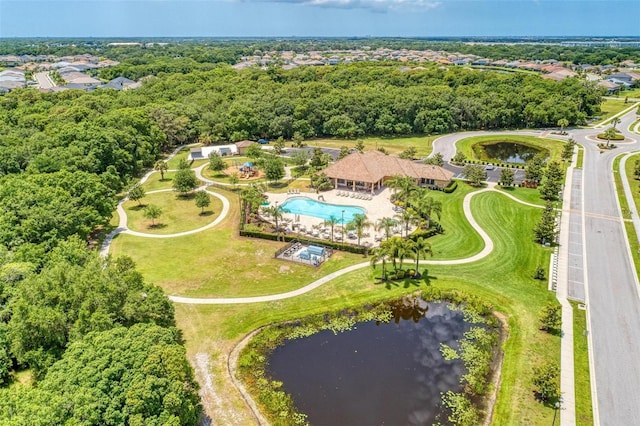 bird's eye view featuring a water view