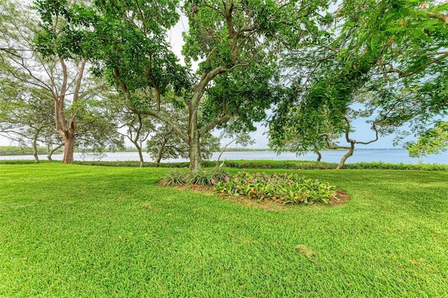 view of yard featuring a water view