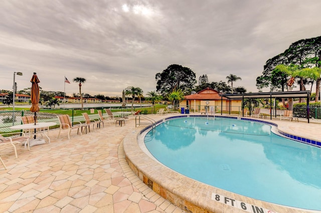 view of pool featuring a patio area