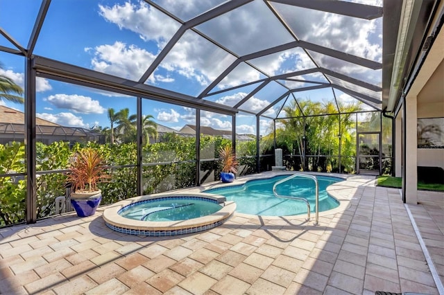 575 Fore Dr, Bradenton, FL 34208 - view of pool with a patio area, a pool with connected hot tub, and a lanai