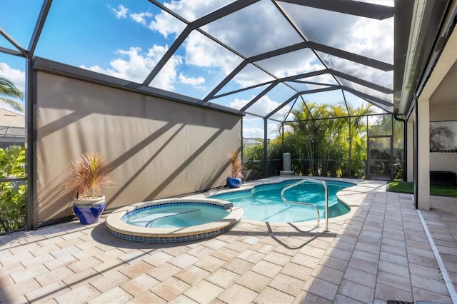 575 Fore Dr, Bradenton, FL 34208 - view of pool with a patio area, a pool with connected hot tub, and a lanai