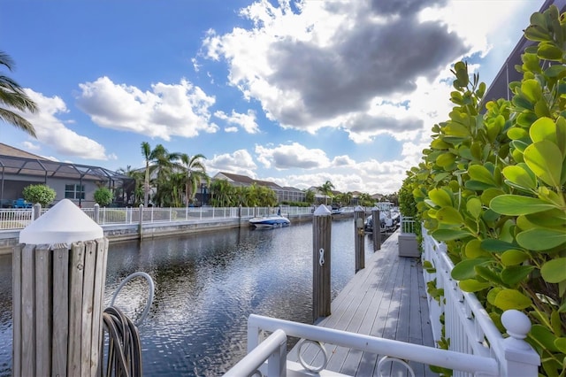 dock area featuring a water view