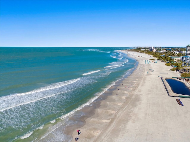 property view of water with a beach view