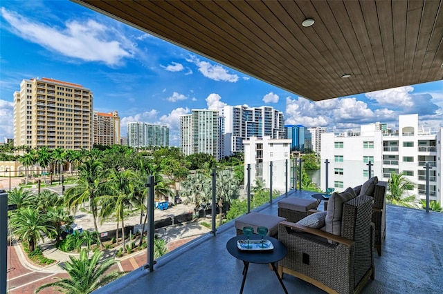 balcony featuring a city view