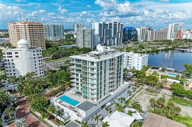 111 Golden Gate Pt Unit 402, Sarasota, FL 34236 - view of urban area with a pool and a large body of water