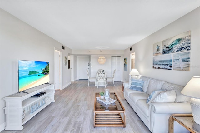 living room featuring light hardwood / wood-style floors