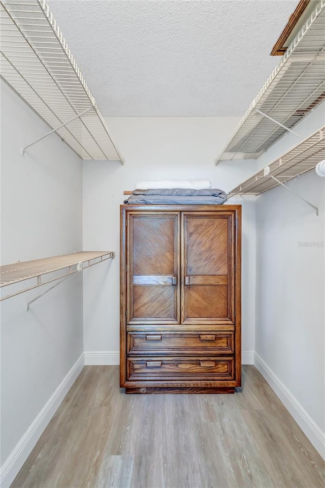 spacious closet with light hardwood / wood-style floors