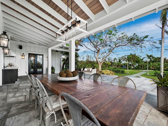 view of patio / terrace featuring french doors