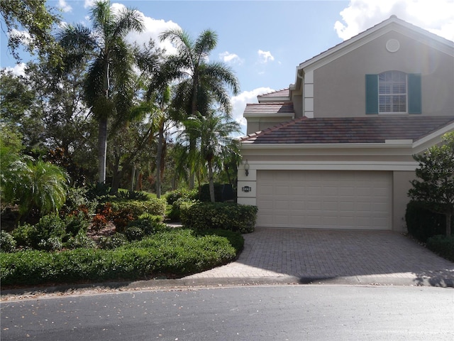 exterior space featuring a garage