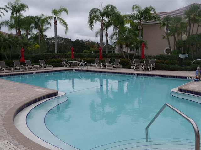 view of swimming pool with a patio area