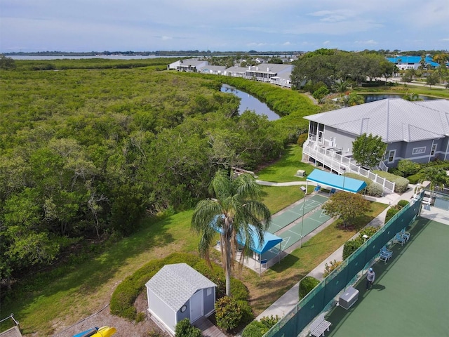 bird's eye view featuring a water view