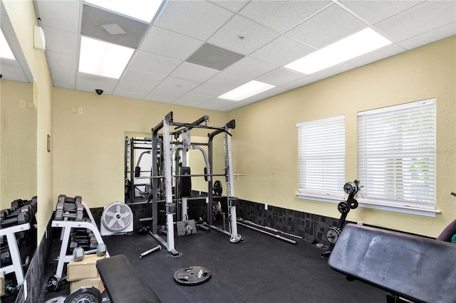 gym with a drop ceiling