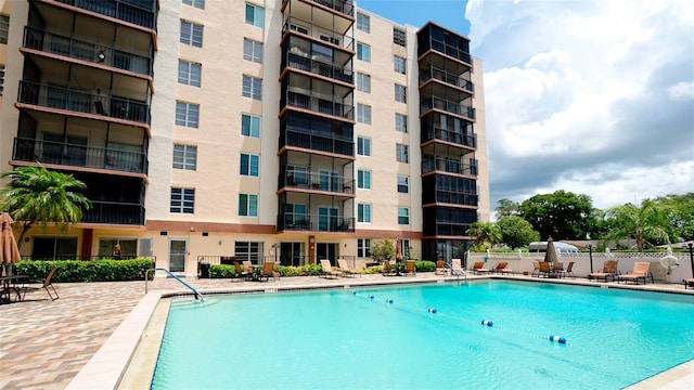 view of pool featuring a patio area