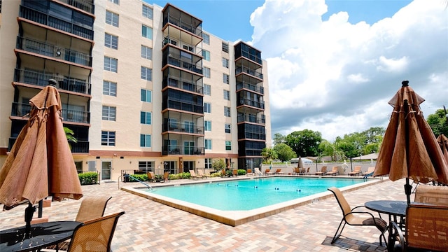 view of pool with a patio area