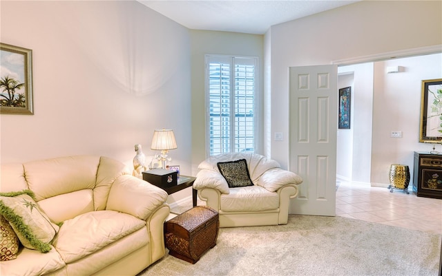 view of tiled living room