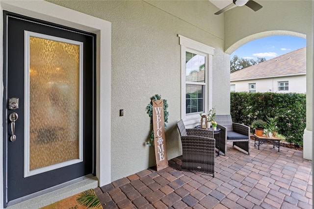 view of patio / terrace with ceiling fan