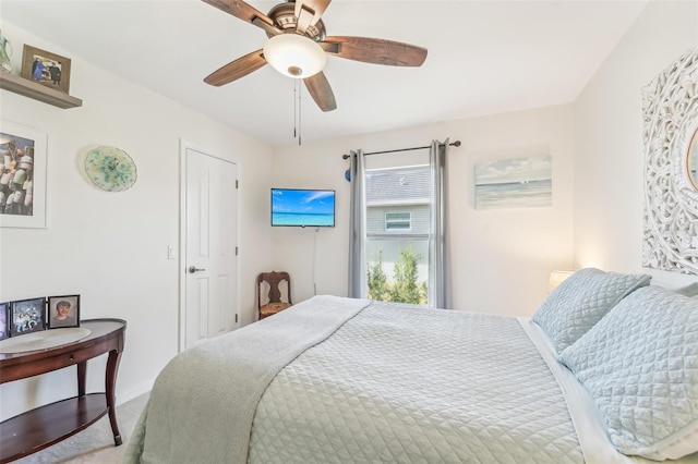 bedroom with carpet flooring and ceiling fan