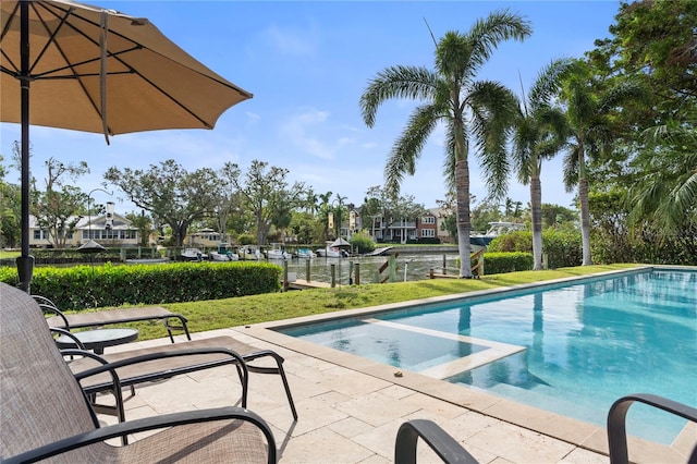 view of swimming pool featuring a patio