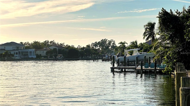 dock area featuring a water view