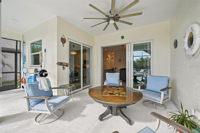 view of patio with ceiling fan