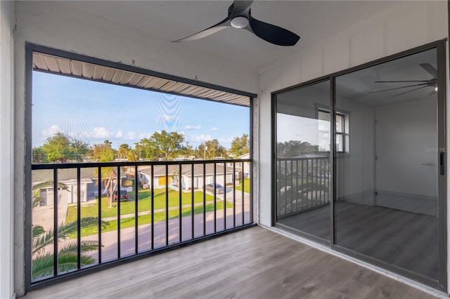 balcony with ceiling fan