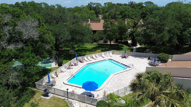 view of pool featuring a patio