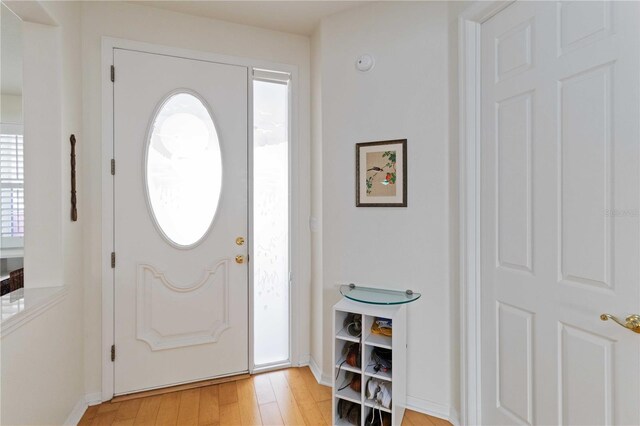 entrance foyer featuring a healthy amount of sunlight and light hardwood / wood-style floors