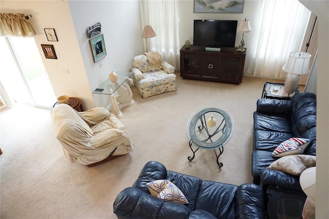 living room with light carpet