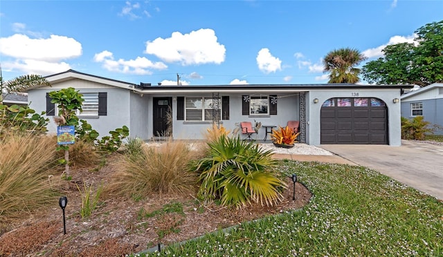 single story home with a garage