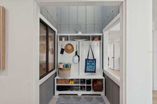 mudroom with light wood-type flooring