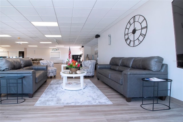 living room featuring light wood-type flooring