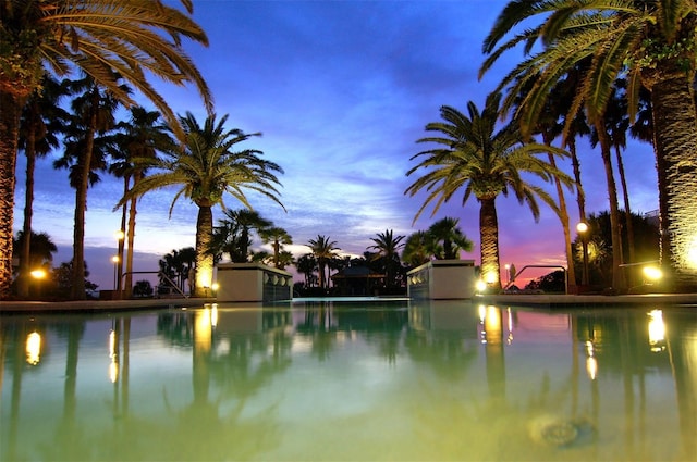 415 L Ambiance Dr Unit C703, Longboat Key, FL 34228 - pool at dusk featuring a water view