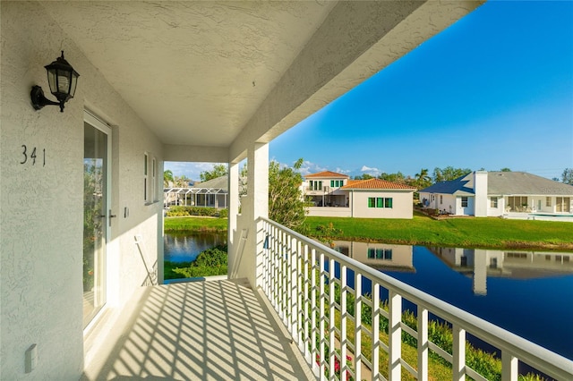 balcony with a water view