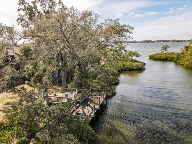 view of dock featuring a water view