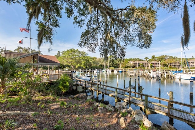 dock area featuring a water view