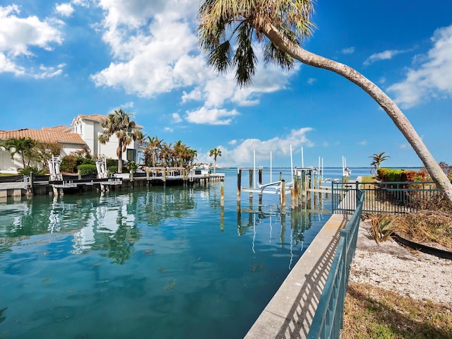 dock area featuring a water view