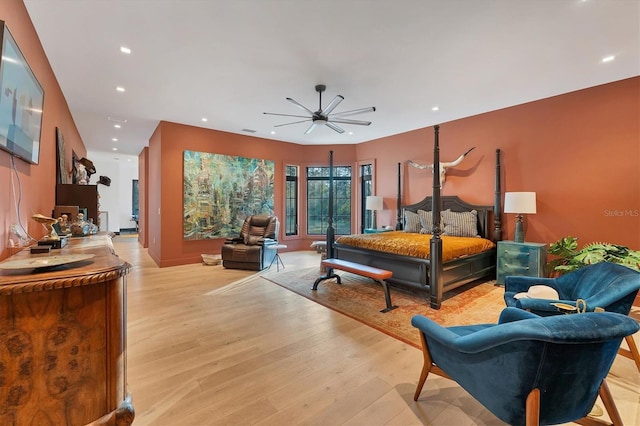 bedroom featuring light wood-type flooring