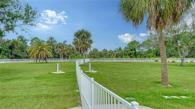 view of property's community with a yard