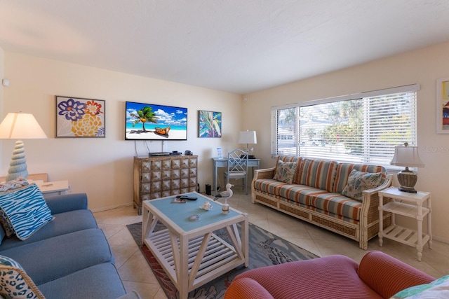 view of tiled living room