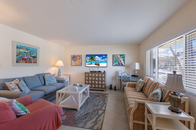 view of tiled living room