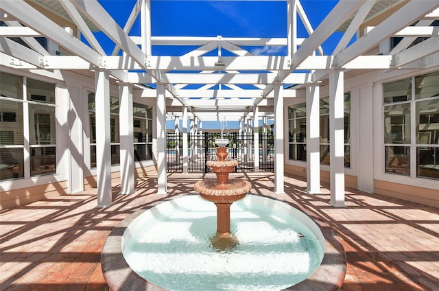 view of patio featuring a pergola