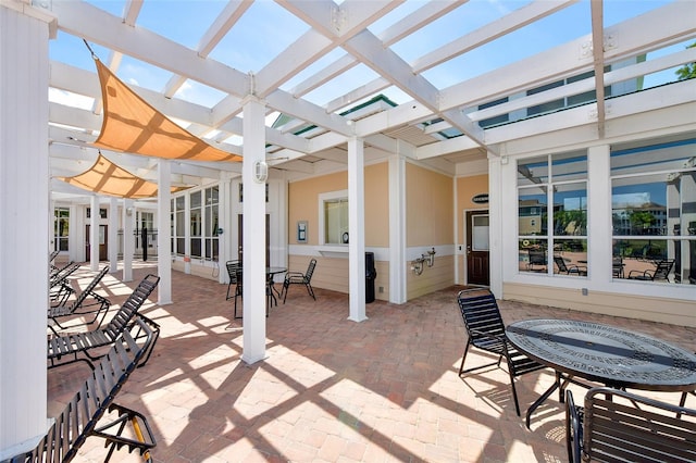 view of patio / terrace featuring a pergola