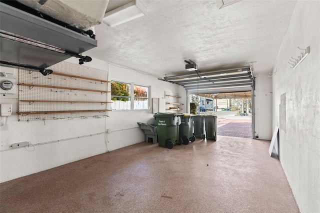 garage with a garage door opener