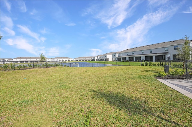 view of yard with a water view