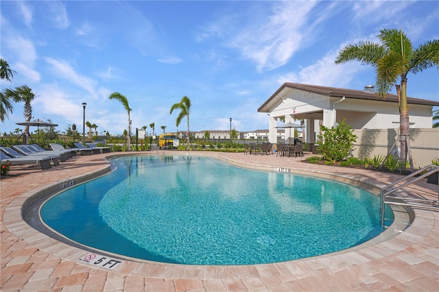 view of pool featuring a patio area