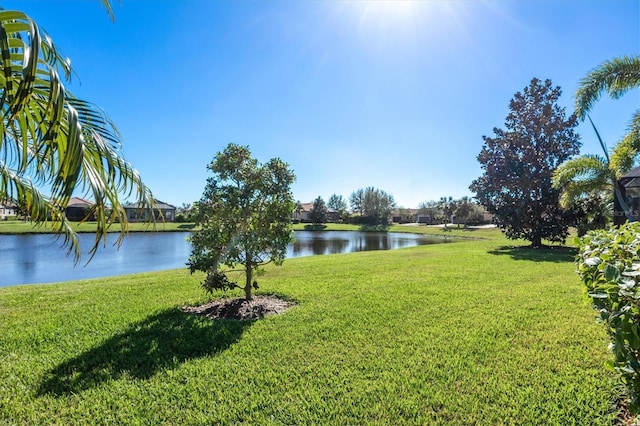 view of yard featuring a water view