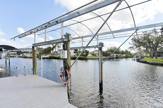 view of dock featuring a water view