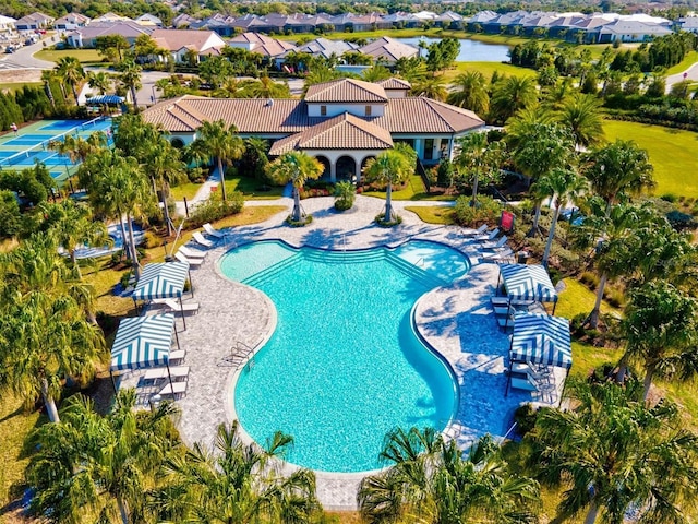 view of pool featuring a patio area