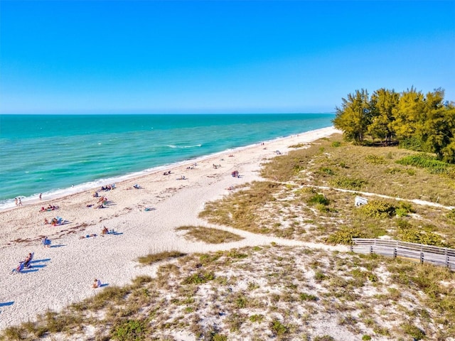 property view of water with a beach view