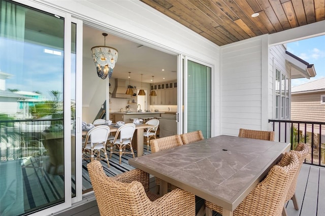 wooden balcony with a wooden deck